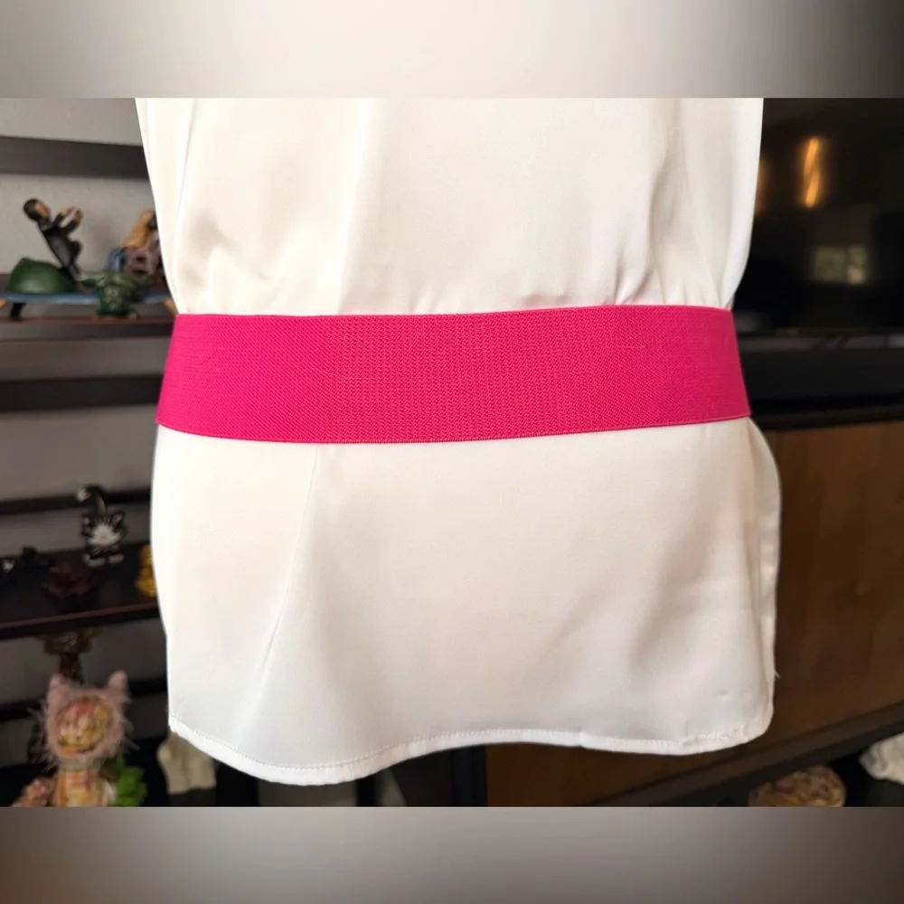 Vintage Pink Stretch Belt with Butterfly Buckle